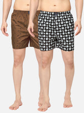 Men's Multicolor, 100% Cotton, Printed, Regular Fit, Inner Elastic, Mid-Rise, Boxers - Pack Of 2