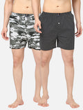 Men's Multicolor, 100% Cotton, Printed, Regular Fit, Inner Elastic, Mid-Rise, Boxers - Pack Of 2