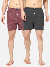 Men's Multicolor, 100% Cotton, Printed, Regular Fit, Inner Elastic, Mid-Rise, Boxers - Pack Of 2