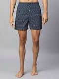 Men's Multicolor, 100% Cotton, Printed, Regular Fit, Inner Elastic, Mid-Rise, Boxers- Pack of 3