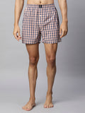 Men's Multicolor, 100% Cotton, Checks, Regular Fit, Inner Elastic, Mid-Rise, Boxers- Pack of 3