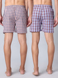 Men's Multicolor, 100% Cotton, Checks, Regular Fit, Inner Elastic, Mid-Rise, Boxers- Pack of 2