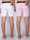 Men's Multicolor, 100% Cotton, Printed, Regular Fit, Outer Elastic, Mid-Rise, Boxers- Pack of 2