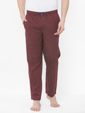 Men's Printeded, Maroon, 100% Cotton, Regular Fit, Elasticated, Waistband, Pyjama With Side Pockets