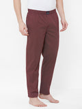 Men's Printeded, Maroon, 100% Cotton, Regular Fit, Elasticated, Waistband, Pyjama With Side Pockets