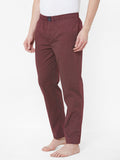 Men's Printeded, Maroon, 100% Cotton, Regular Fit, Elasticated, Waistband, Pyjama With Side Pockets