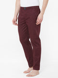 Men's Printeded, Wine, 100% Cotton, Regular Fit, Elasticated, Waistband, Pyjama With Side Pockets