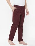 Men's Printeded, Wine, 100% Cotton, Regular Fit, Elasticated, Waistband, Pyjama With Side Pockets