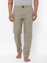 Men's Printed, Beige, Cotton, Printed, Elasticated, Waistband, Pyjama With Side Pockets