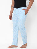 Men's Printed, Blue, Cotton, Printed, Elasticated, Waistband, Pyjama  With Side Pockets