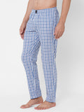 Men's Checkered, Blue, Cotton, Cotton, Elasticated, Waistband, Pyjama With Side Pockets
