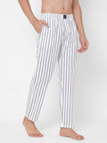 Men's Striped, White, Cotton, Cotton, Elasticated, Waistband, Pyjama  With Side Pockets