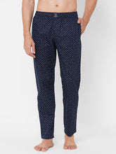 Men's Polka Print, Blue, Cotton, Regular Fit, Elasticated, Waistband, Pyjama With Side Pockets