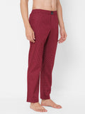 Men's Polka Print, Wine, Cotton, Regular Fit, Elasticated, Waistband, Pyjama  With Side Pockets