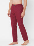Men's Polka Print, Wine, Cotton, Regular Fit, Elasticated, Waistband, Pyjama  With Side Pockets
