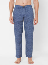 Men's Printed, Blue, Cotton, Regular Fit, Elasticated, Waistband, Pyjama With Side Pockets