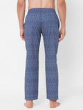 Men's Printed, Blue, Cotton, Regular Fit, Elasticated, Waistband, Pyjama  With Side Pockets