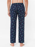 Men's Printed, Navy, Cotton, Regular Fit, Elasticated, Waistband, Pyjama With Side Pockets