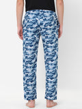 Men's Printed, Blue, Cotton, Regular Fit, Elasticated, Waistband, Pyjama With Side Pockets