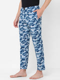 Men's Printed, Blue, Cotton, Regular Fit, Elasticated, Waistband, Pyjama With Side Pockets