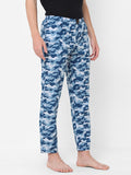 Men's Printed, Blue, Cotton, Regular Fit, Elasticated, Waistband, Pyjama With Side Pockets