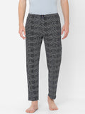 Men's Printed, Black, Cotton, Regular Fit, Elasticated, Waistband, Pyjama  With Side Pockets
