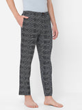 Men's Printed, Black, Cotton, Regular Fit, Elasticated, Waistband, Pyjama  With Side Pockets