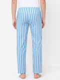 Men's Striped, Blue, Cotton, Regular Fit, Elasticated, Waistband, Pyjama  With Side Pockets
