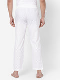 Men's Printed, White, Cotton, Regular Fit, Elasticated, Waistband, Pyjama With Side Pockets