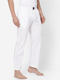 Men's Printed, White, Cotton, Regular Fit, Elasticated, Waistband, Pyjama With Side Pockets