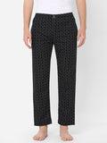 Men's Polka Print, Black, Cotton, Regular Fit, Elasticated, Waistband, Pyjama  With Side Pockets