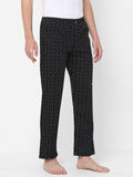 Men's Polka Print, Black, Cotton, Regular Fit, Elasticated, Waistband, Pyjama  With Side Pockets