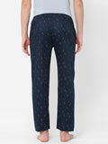 Men's Printed, Navy, Cotton, Regular Fit, Elasticated, Waistband, Pyjama With Side Pockets