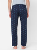 Men's Printed, Navy, Cotton, Regular Fit, Elasticated, Waistband, Pyjama With Side Pockets