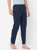 Men's Printed, Navy, Cotton, Regular Fit, Elasticated, Waistband, Pyjama With Side Pockets