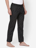 Men's Printed, Black, Cotton, Regular Fit, Elasticated, Waistband, Pyjama  With Side Pockets
