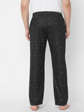 Women's Printed, Black, Cotton, Regular Fit, Elasticated, Waistband, Pyjama With Side Pockets