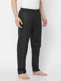 Women's Printed, Black, Cotton, Regular Fit, Elasticated, Waistband, Pyjama With Side Pockets