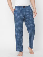 Women's Printed, Blue, Cotton, Regular Fit, Elasticated, Waistband, Pyjama With Side Pockets