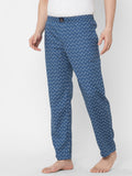 Women's Printed, Blue, Cotton, Regular Fit, Elasticated, Waistband, Pyjama With Side Pockets