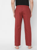 Women's Printed, Wine, Cotton, Regular Fit, Elasticated, Waistband, Pyjama With Side Pockets