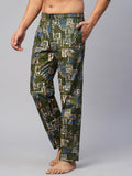 Men's Printed, Multicolor, Cotton, Regular Fit, Elasticated, Waistband, Pyjama  With Side Pockets