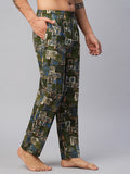 Men's Printed, Multicolor, Cotton, Regular Fit, Elasticated, Waistband, Pyjama  With Side Pockets