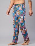 Men's Printed, Multicolor, Cotton, Regular Fit, Elasticated, Waistband, Pyjama With Side Pockets