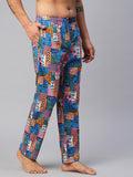 Men's Printed, Multicolor, Cotton, Regular Fit, Elasticated, Waistband, Pyjama With Side Pockets