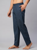 Men's Printed, Blue, Cotton, Regular Fit, Elasticated, Waistband, Pyjama  With Side Pockets