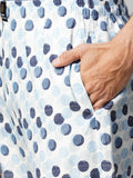 Men's Printed, Blue, Cotton, Regular Fit, Elasticated, Waistband, Pyjama  With Side Pockets
