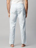 Men's Printed, Blue, Cotton, Regular Fit, Elasticated, Waistband, Pyjama With Side Pockets