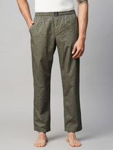 Men's Printed, Olive, Cotton, Regular Fit, Elasticated, Waistband, Pyjama With Side Pockets