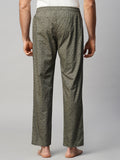Men's Printed, Olive, Cotton, Regular Fit, Elasticated, Waistband, Pyjama With Side Pockets